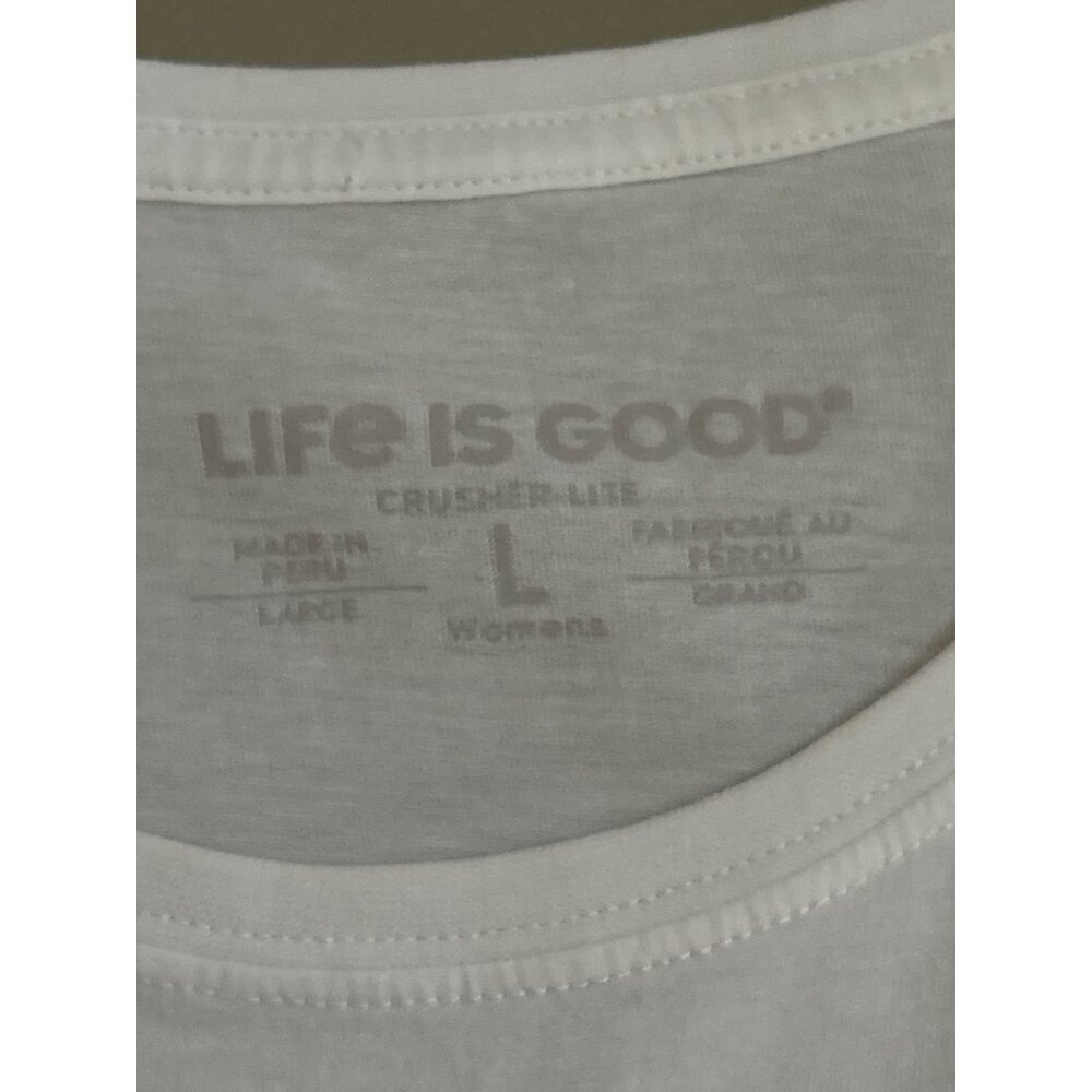 Life Is Good Crusher-Lite Red White Blue Sunflower Tee White L 100% Cotton - Picture 5 of 8